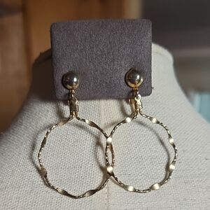 Vintage Gold Tone Clip-On Hoop Earrings